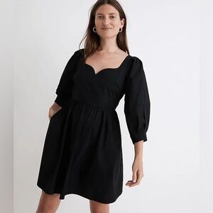 Madewell Poplin Puff-Sleeve Mini Dress
